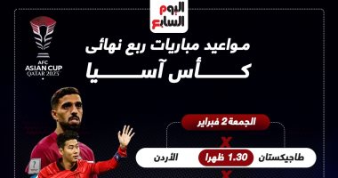 تعرف على مواعيد مباريات ربع نهائي كأس آسيا 2023.. إنفوجراف