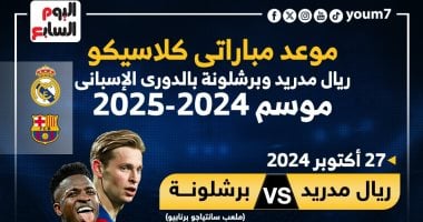 موعد مباراتي كلاسيكو ريال مدريد وبرشلونة بموسم 2024-2025.. إنفوجراف