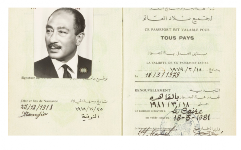 أول رد رسمي من مصر على بيع جواز سفر السادات في مزاد علني